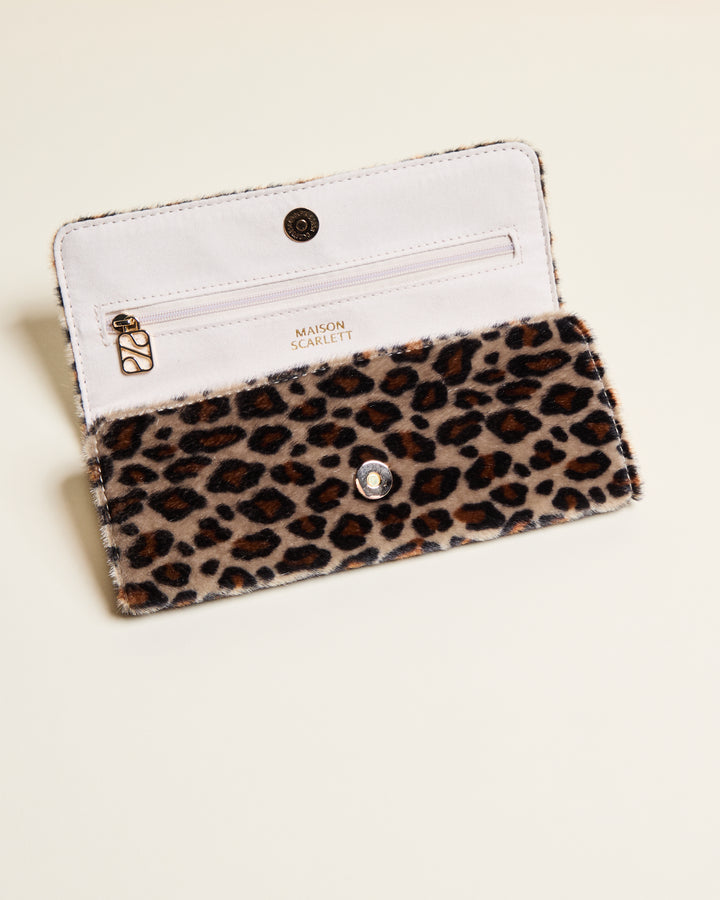 Pochette à bijoux Catherine en velours léopard