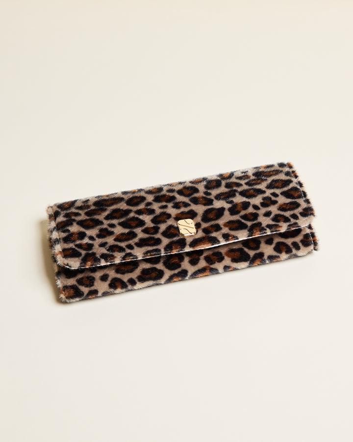 Pochette à bijoux Catherine en velours léopard