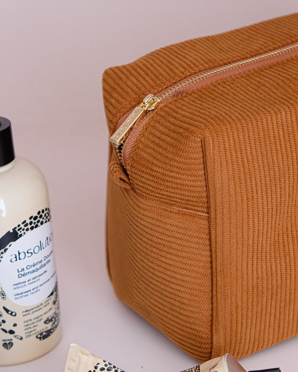 Trousse de toilette Charlotte en velours côtelé - outlet
