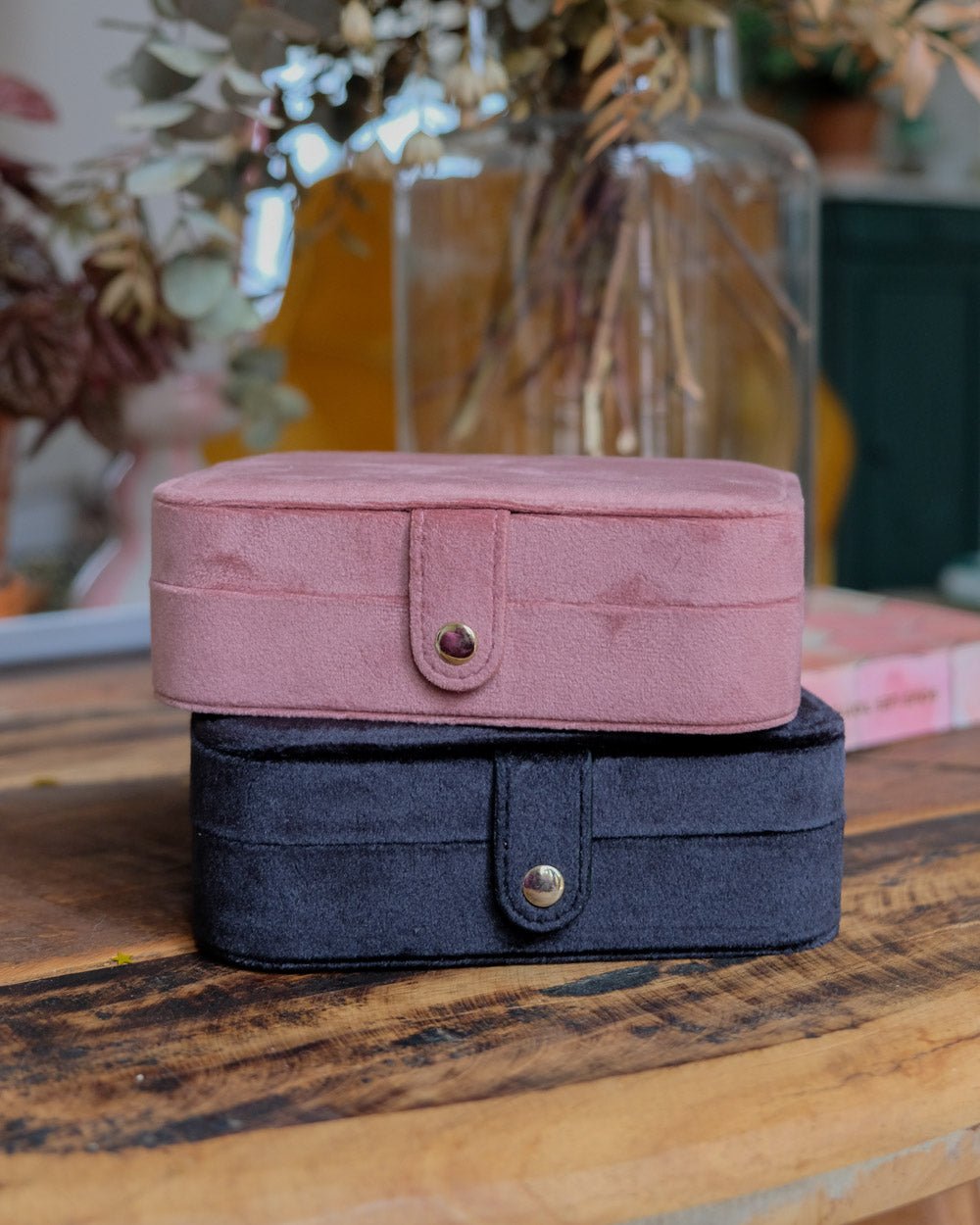 Boîte à Bijoux de Voyage Brigitte Compacte en Velours | Maison Scarlett