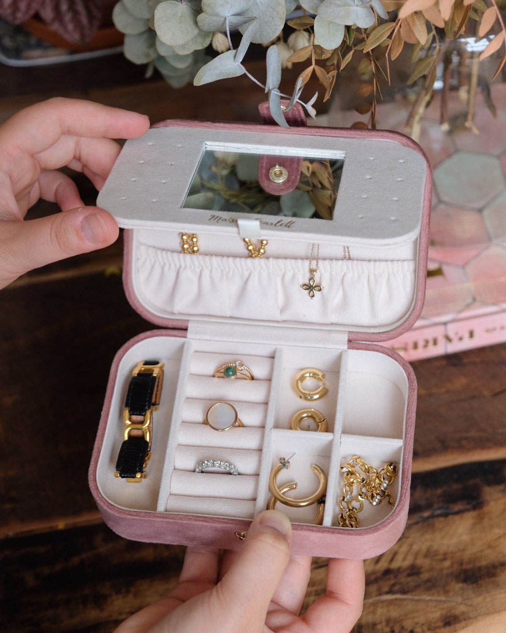 Boîte à bijoux de voyage Brigitte en velours
