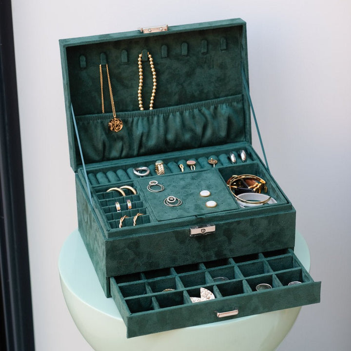 Two Tier Velvet Jewelry Box 